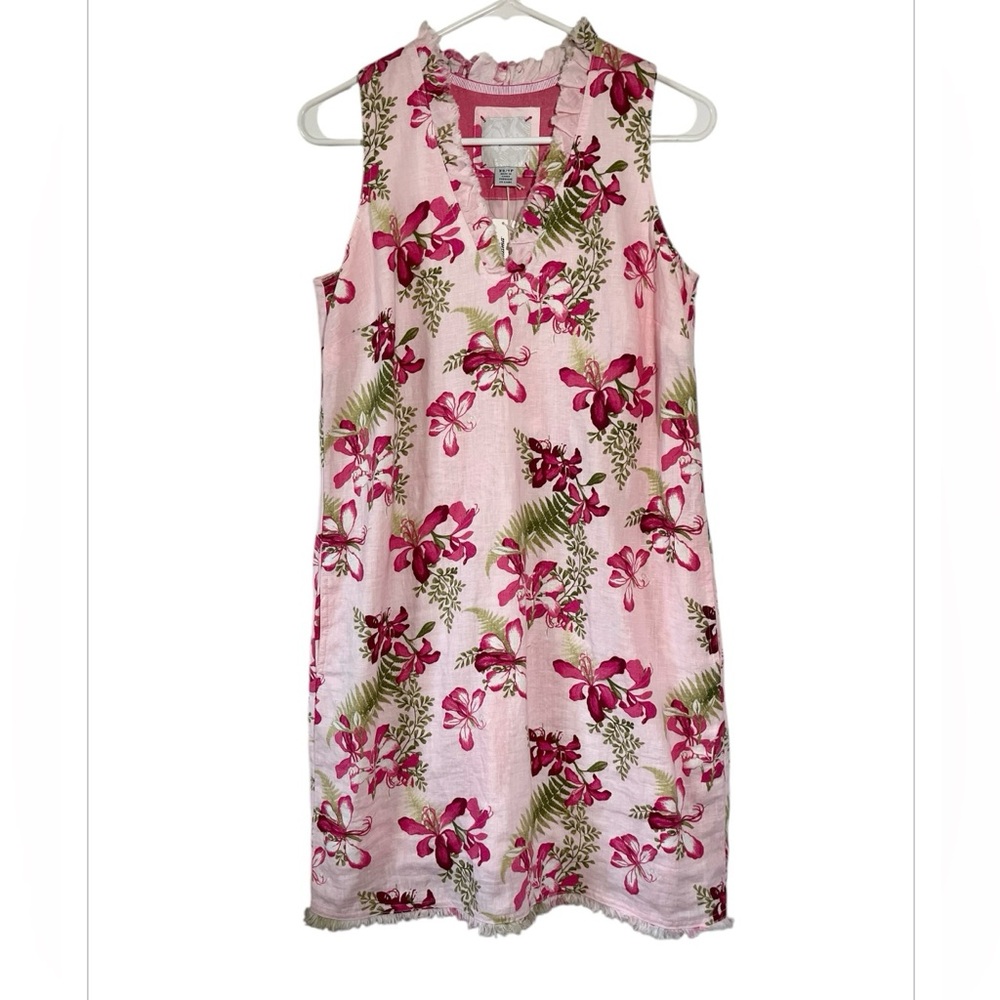 New Tommy Bahama Linen Floral Women’s Sleeveless Pull On Dress Sz XS